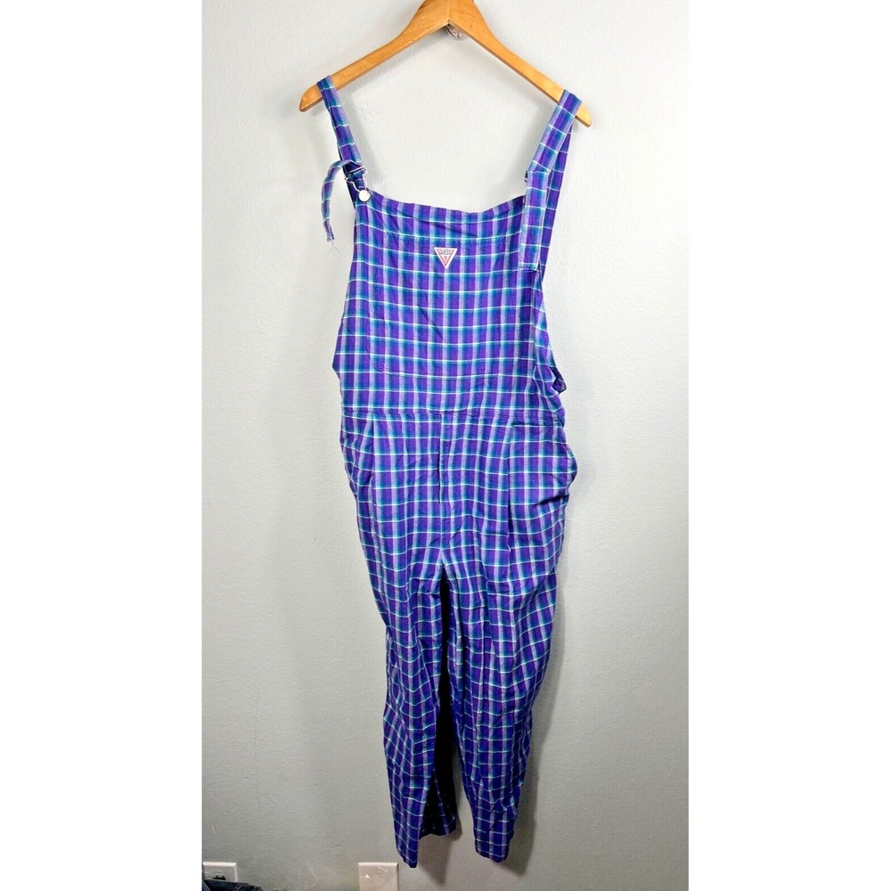 Guess Women's Plaid‎ Purple Overalls 80s 90s RARE Clueless Preppy Bratz Doll